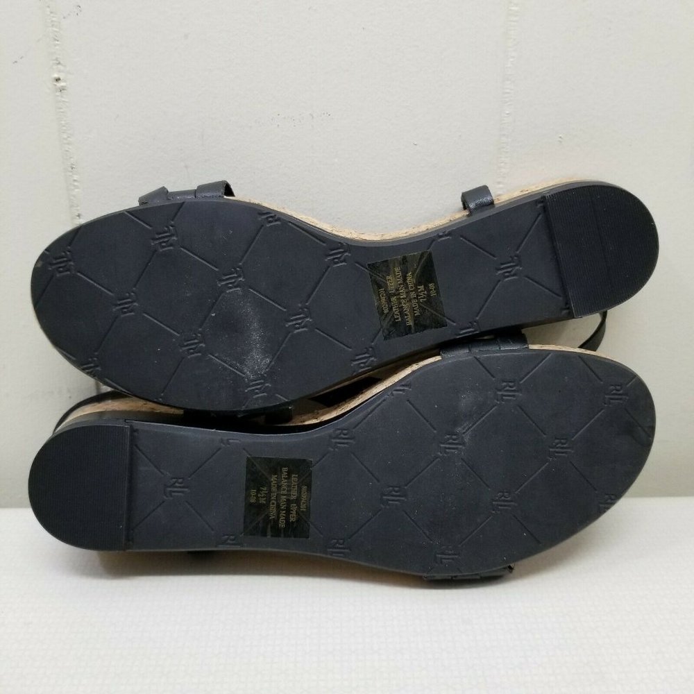 Ralph Lauren 7.5M Leather Sandals Shoes Black - Picture 5 of 6